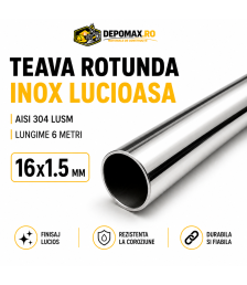 Teava rotunda inox lucios AISI 304 LUSM, 16 x 1.5 mm, 6 metri